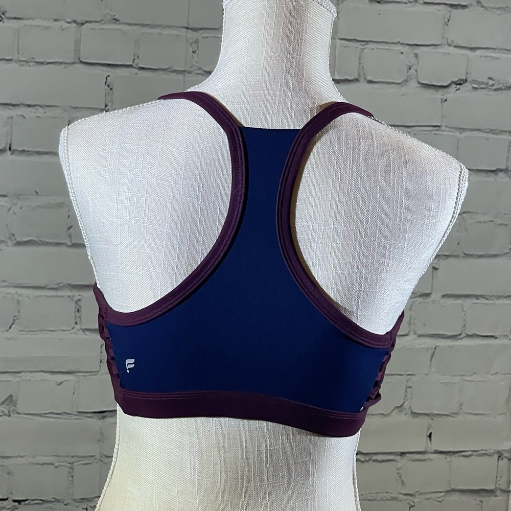 NWOT FABLETICS perry lace up sports bra   cross cross SMALL blue & purple - Picture 6 of 6